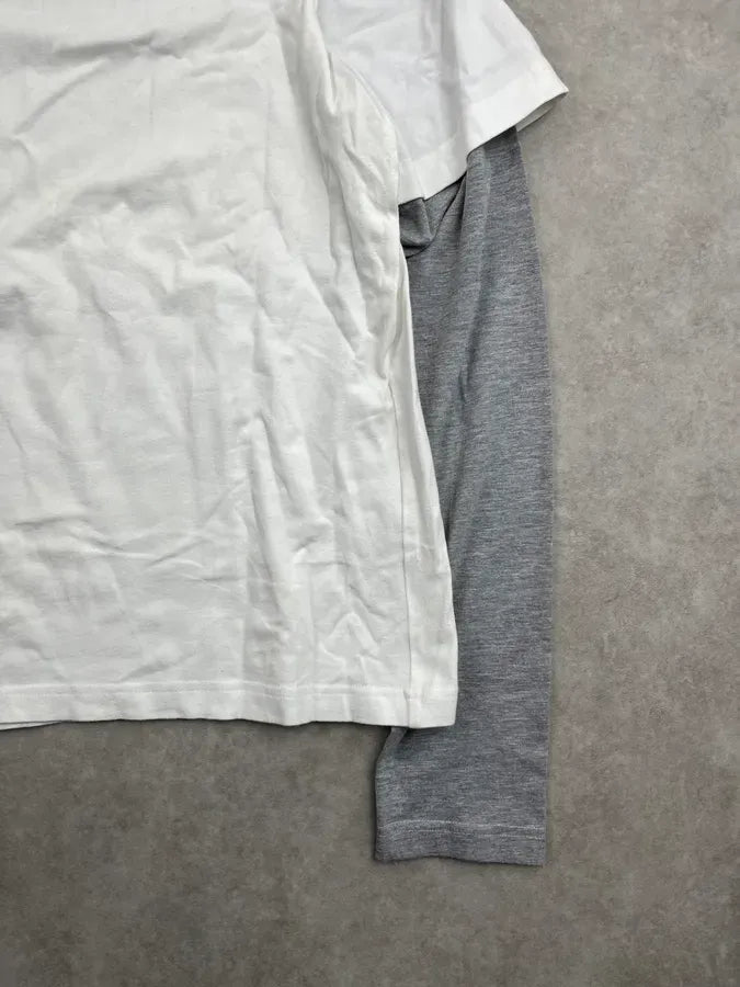 2010s Bikkembergs White & Grey Layered Logo Longsleeve tPahLlj 6