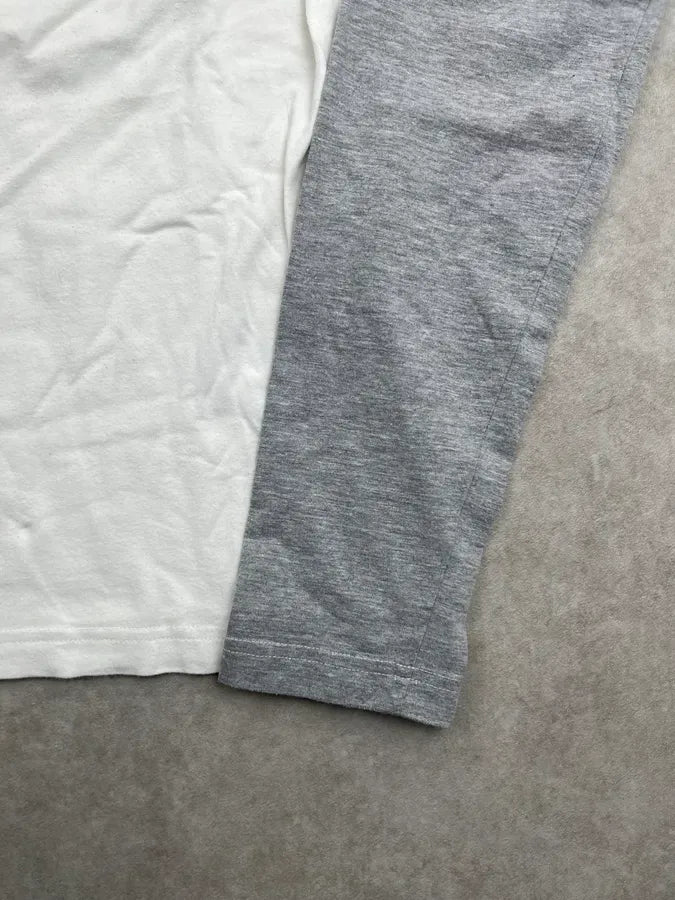 2010s Bikkembergs White & Grey Layered Logo Longsleeve tPahLlj 7