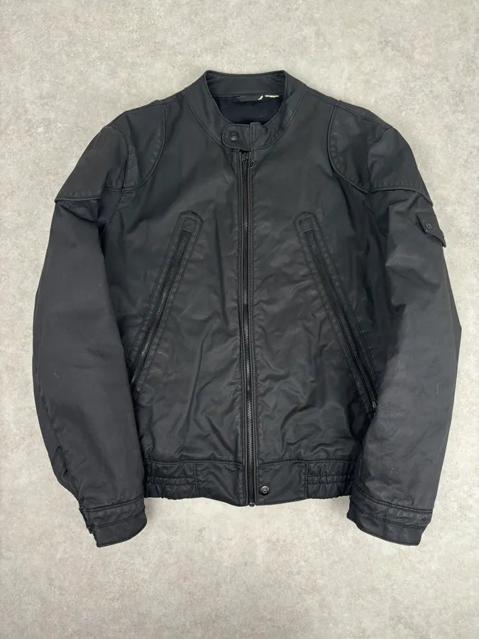 2010s Black Nylon Bomber Multi-Zip Jacket EQNoBNd 0