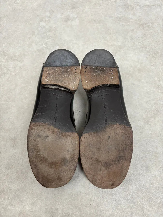 2010s Bottega Veneta Black Green Leather Loafers VQRREap 7