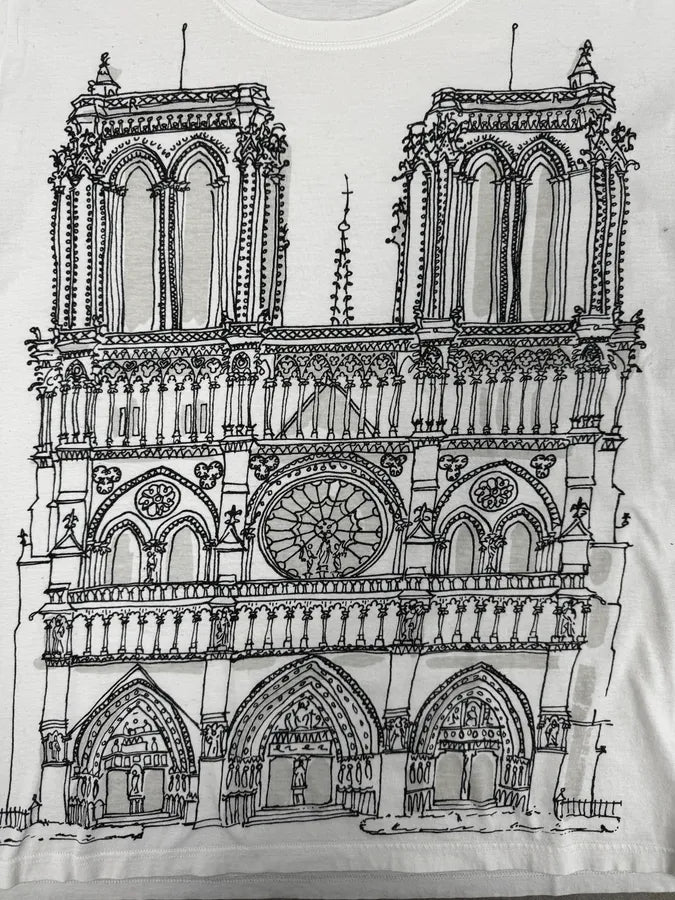 2000s Burberry White Notre-Dame Print T-Shirt HtipZlI 6
