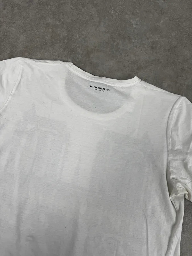2000s Burberry White Notre-Dame Print T-Shirt HtipZlI 5