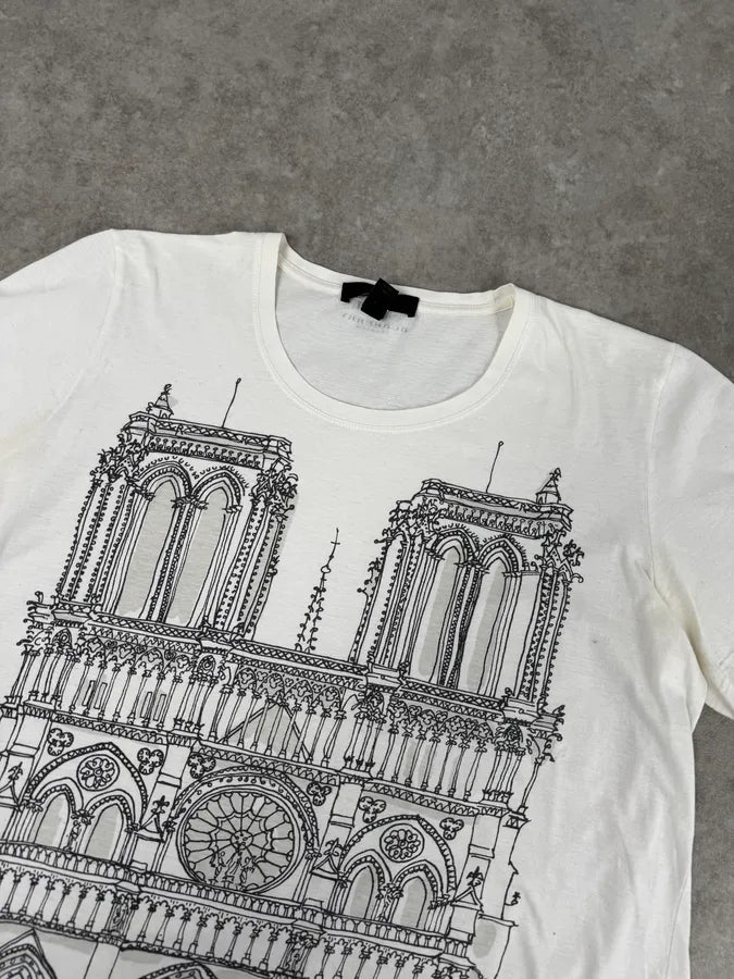 2000s Burberry White Notre-Dame Print T-Shirt HtipZlI 4