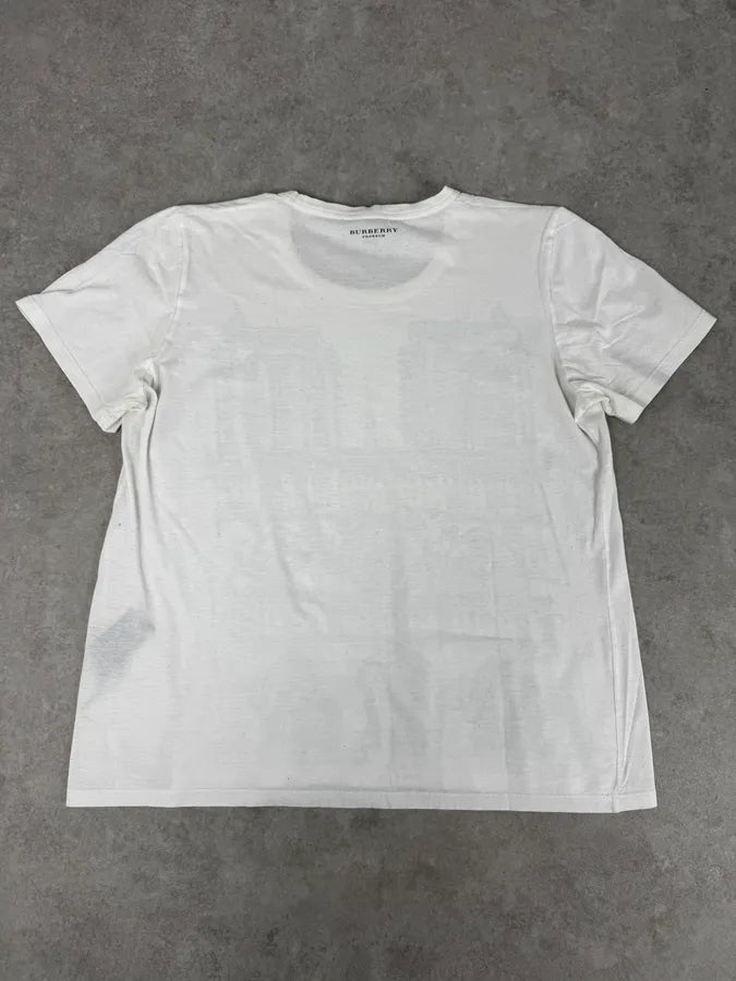 2000s Burberry White Notre-Dame Print T-Shirt HtipZlI 3