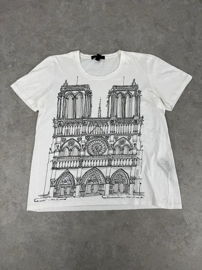 2000s Burberry White Notre-Dame Print T-Shirt HtipZlI 0