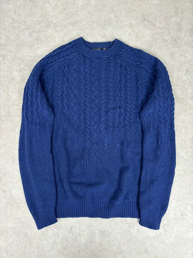 2010s Cavalli Avant-Garde Navy Destructured Wool Sweater VWwDOCf 0