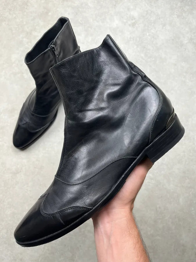 2010s Cavalli Biker Black Leather Ankle Boots eMTxiAr 0