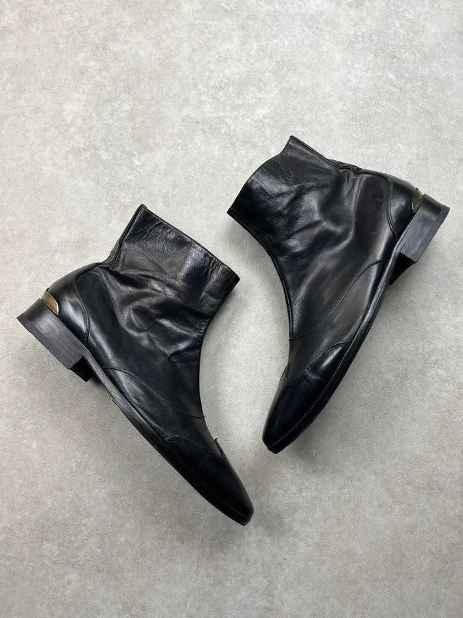 2010s Cavalli Biker Black Leather Ankle Boots eMTxiAr 1