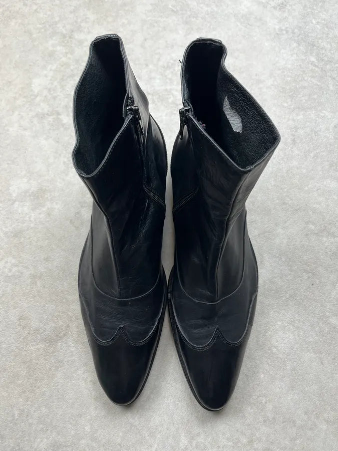 2010s Cavalli Biker Black Leather Ankle Boots eMTxiAr 3