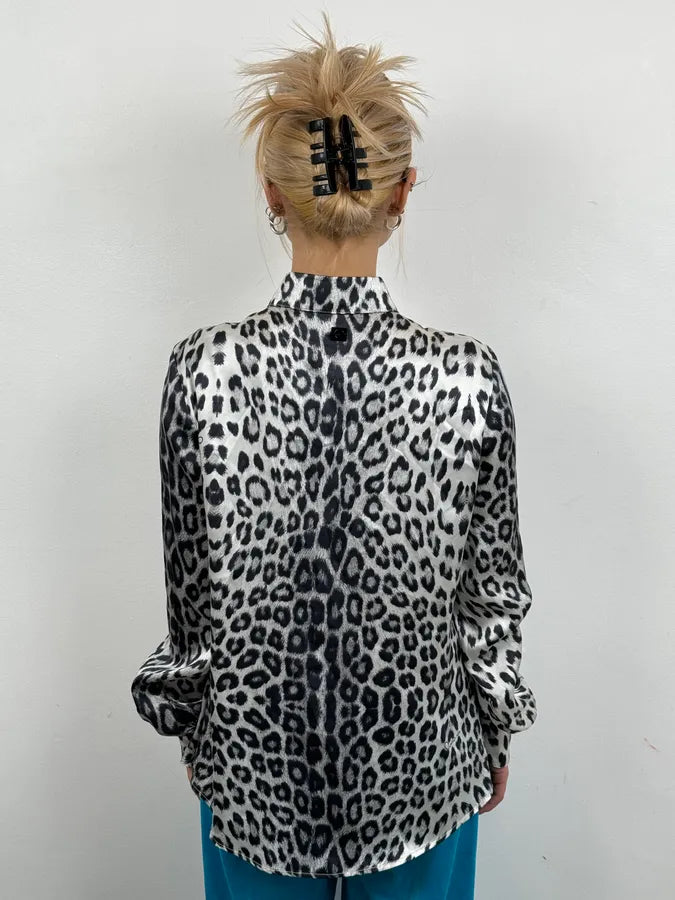 2010s Cavalli Black & White Leopard Silk Shirt JmTDmxF 2