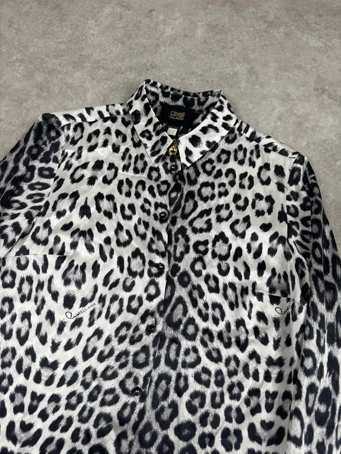 2010s Cavalli Black & White Leopard Silk Shirt JmTDmxF 4