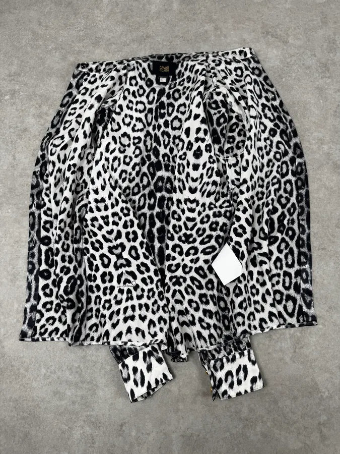 2010s Cavalli Black & White Leopard Silk Shirt JmTDmxF 6