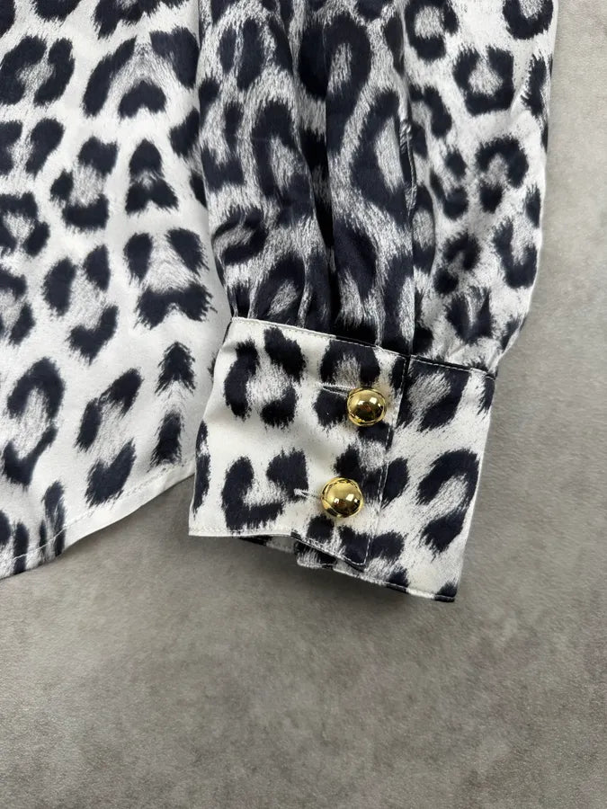 2010s Cavalli Black & White Leopard Silk Shirt JmTDmxF 7