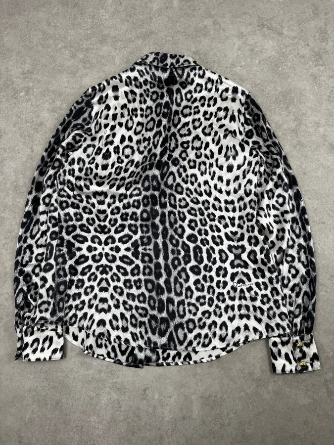 2010s Cavalli Black & White Leopard Silk Shirt JmTDmxF 3