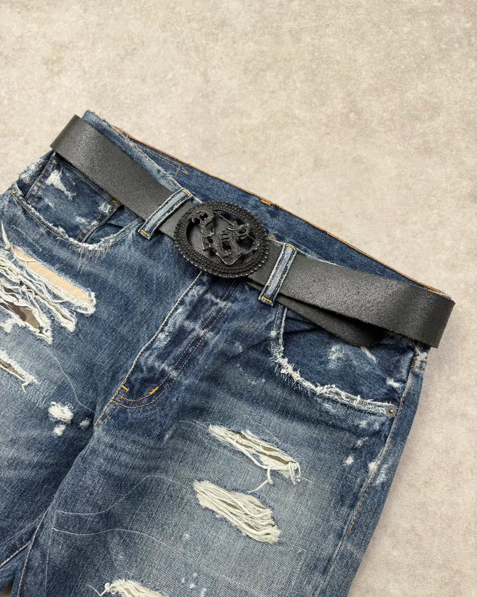 2010s Cavalli Black Leather Dragon Buckle Belt  llMuICV 0