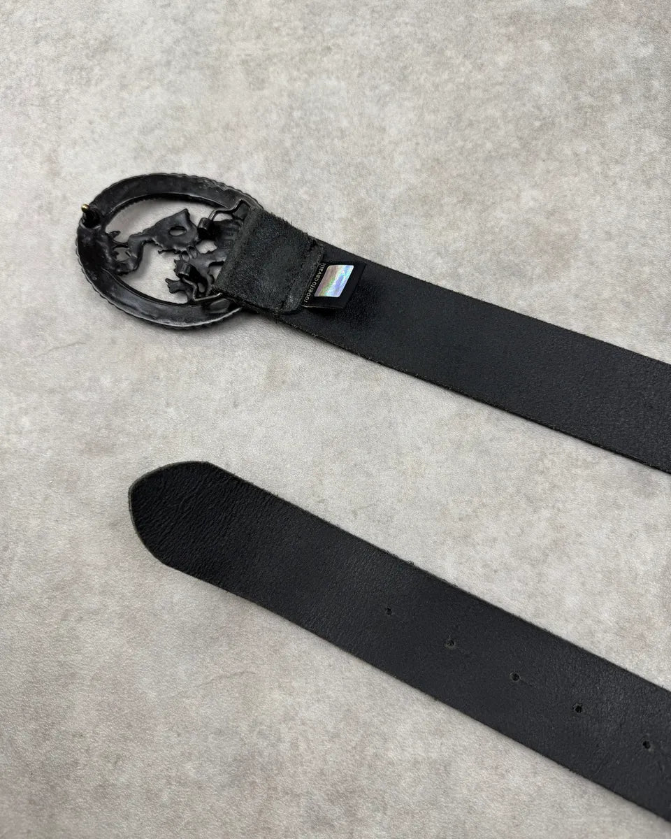 2010s Cavalli Black Leather Dragon Buckle Belt  llMuICV 5