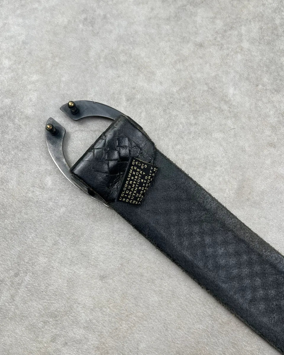 2010s Cavalli Black Leather Woven Belt vrFUCLz 6