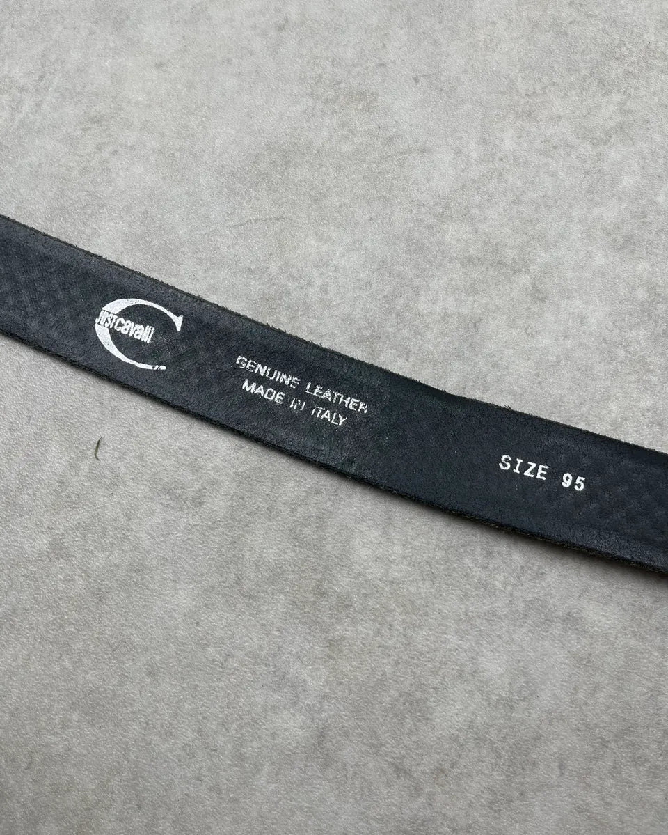2010s Cavalli Black Leather Woven Belt vrFUCLz 7