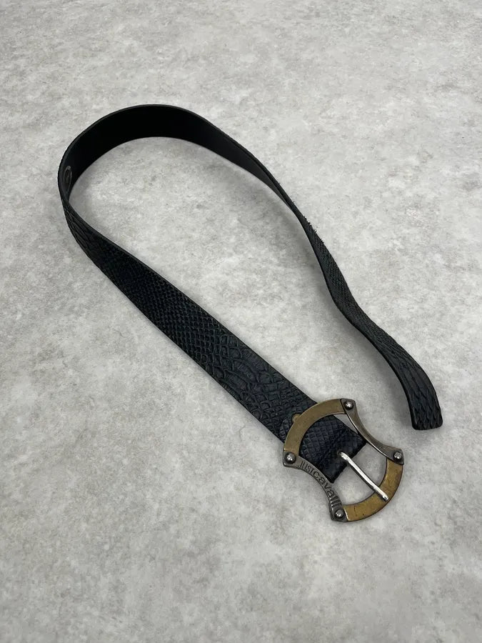 2010s Cavalli Black Python Effect Leather Belt CVYRIfn 2