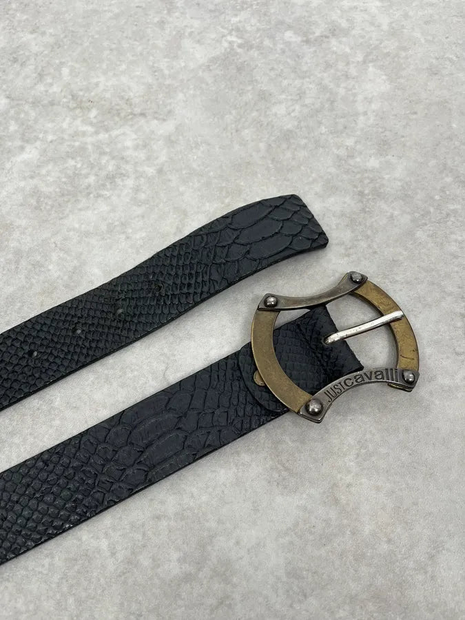 2010s Cavalli Black Python Effect Leather Belt CVYRIfn 3