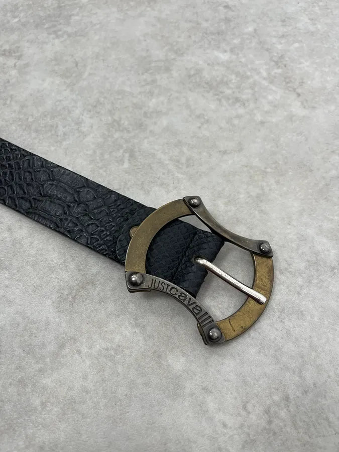 2010s Cavalli Black Python Effect Leather Belt CVYRIfn 4