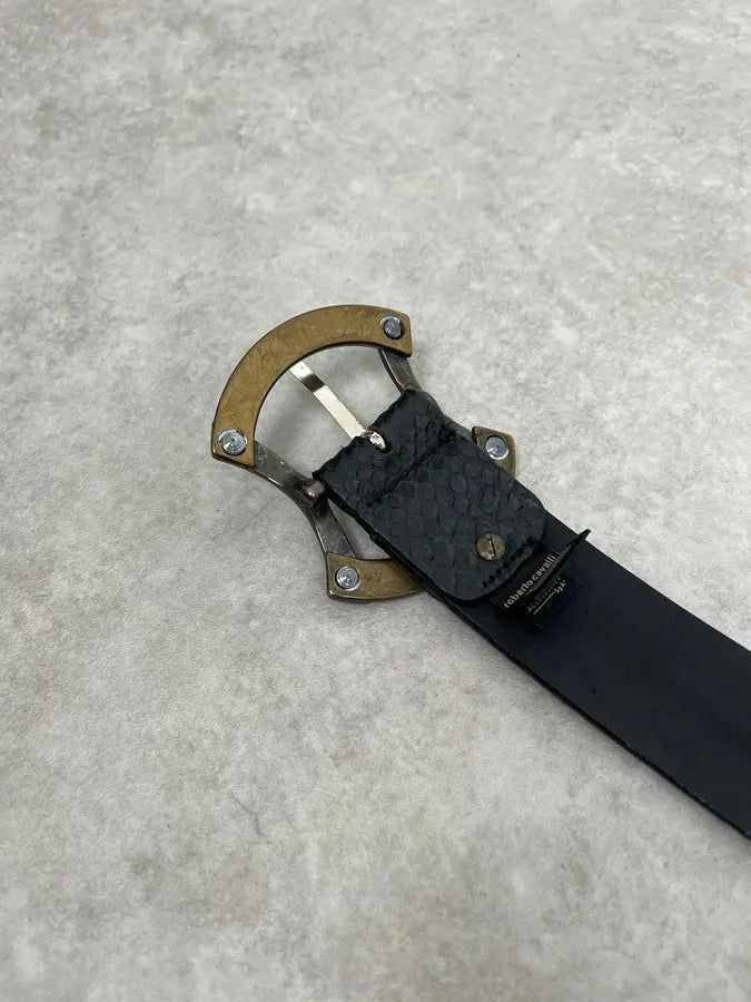 2010s Cavalli Black Python Effect Leather Belt CVYRIfn 5