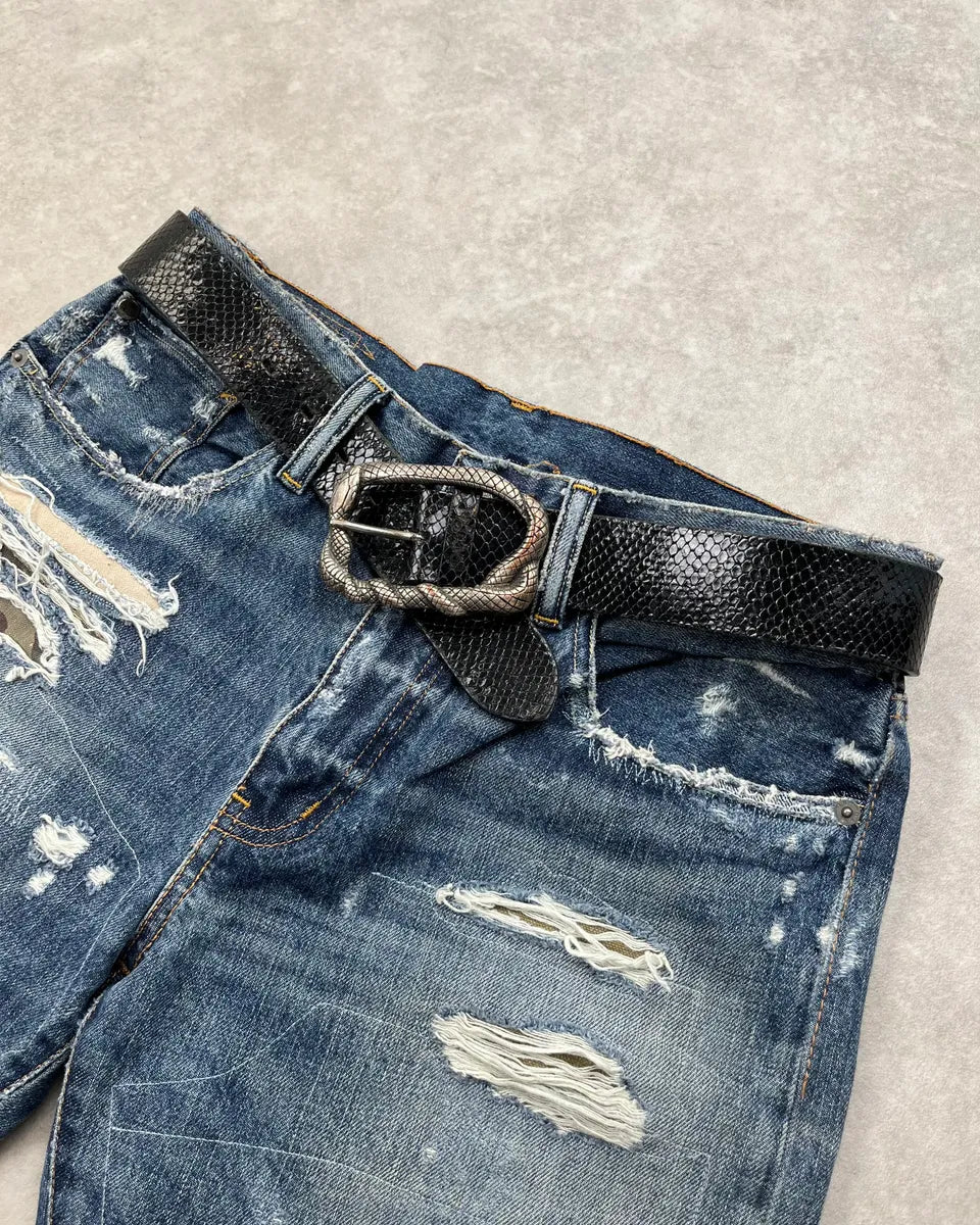 2010s Cavalli Black Python Effect Snake Buckle Leather Belt iyXdahn 2