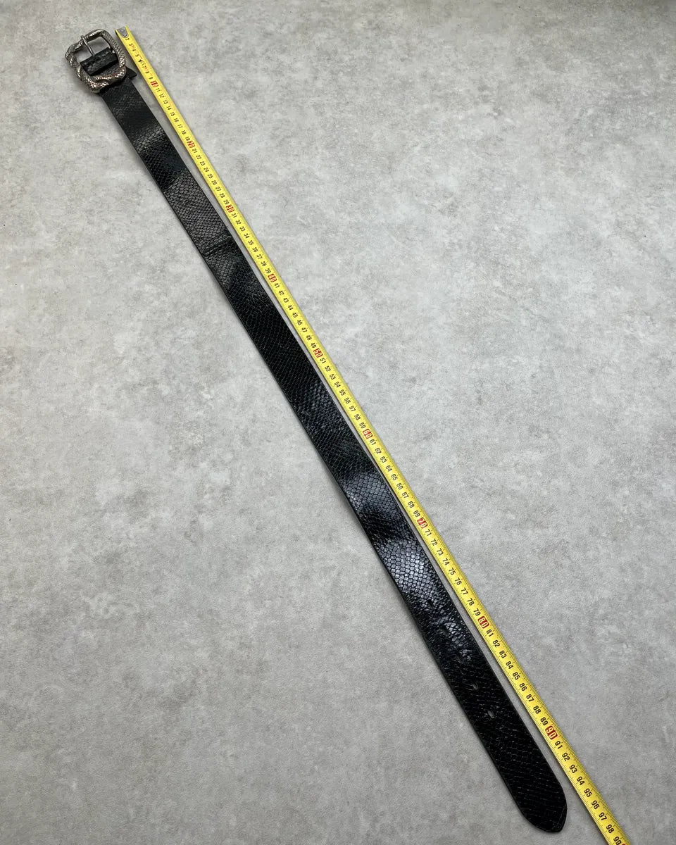 2010s Cavalli Black Python Effect Snake Buckle Leather Belt iyXdahn 8