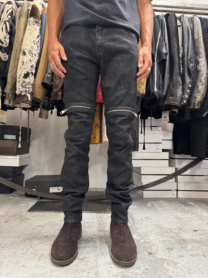 AW2018 Cavalli Black Rock Biker Denim Jeans ZSfCSaX 0