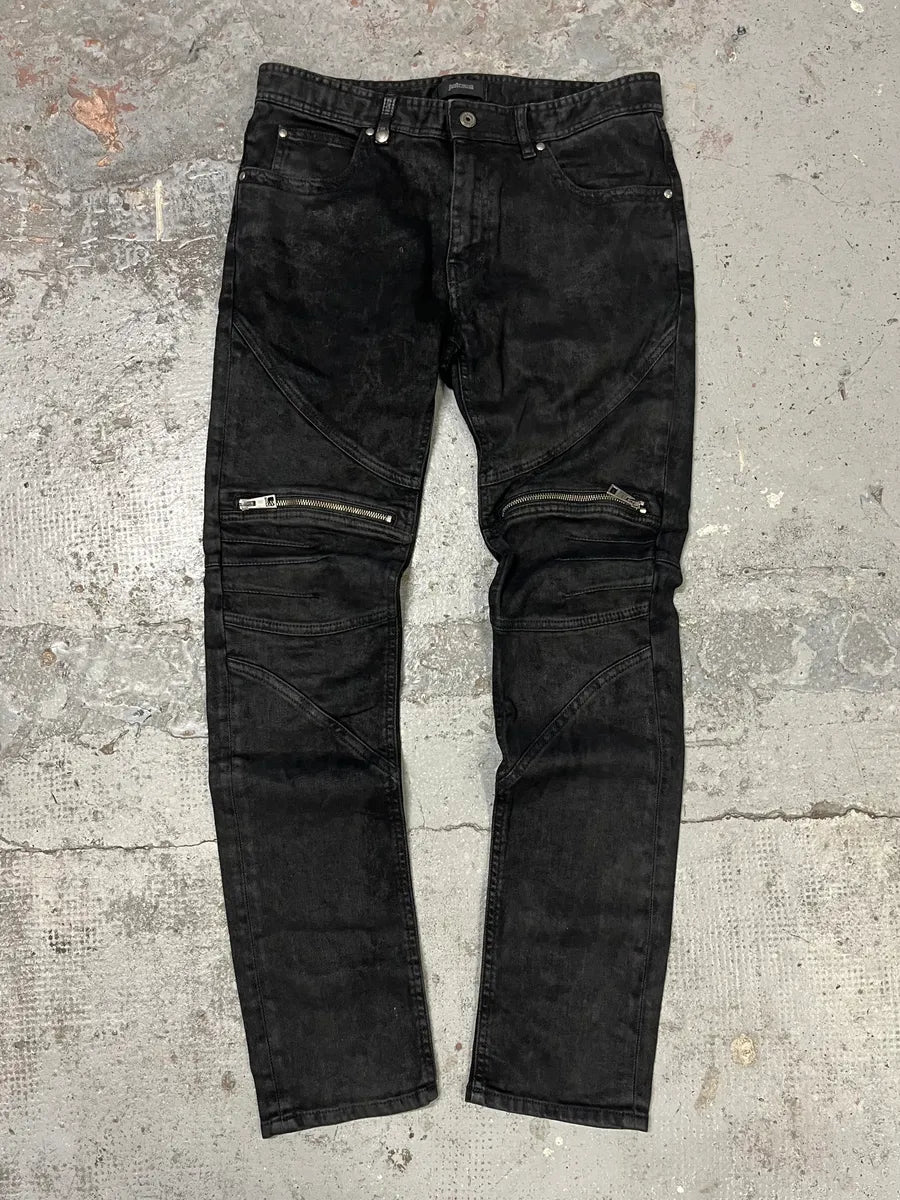 AW2018 Cavalli Black Rock Biker Denim Jeans ZSfCSaX 1