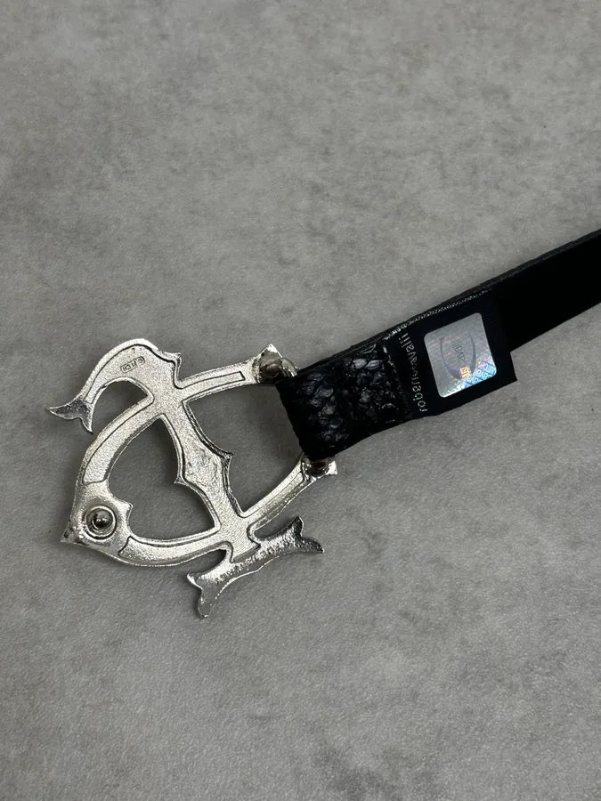 2010s Cavalli Black Signature Python Embossed Leather Belt lJTnaSX 5