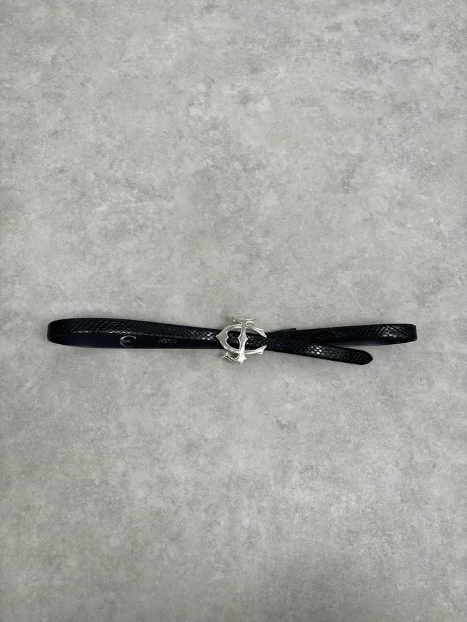 2010s Cavalli Black Signature Python Embossed Leather Belt lJTnaSX 1