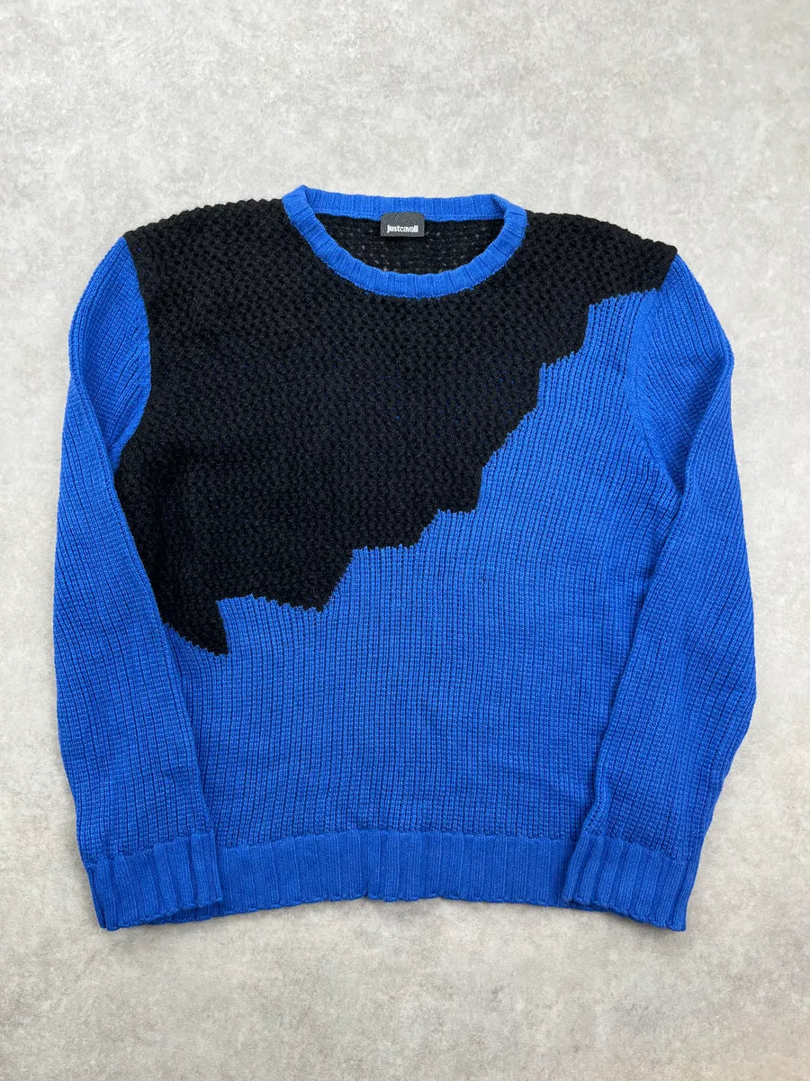 2010s Cavalli Blue & Black Contemporary Sweater jSFGJkQ 3