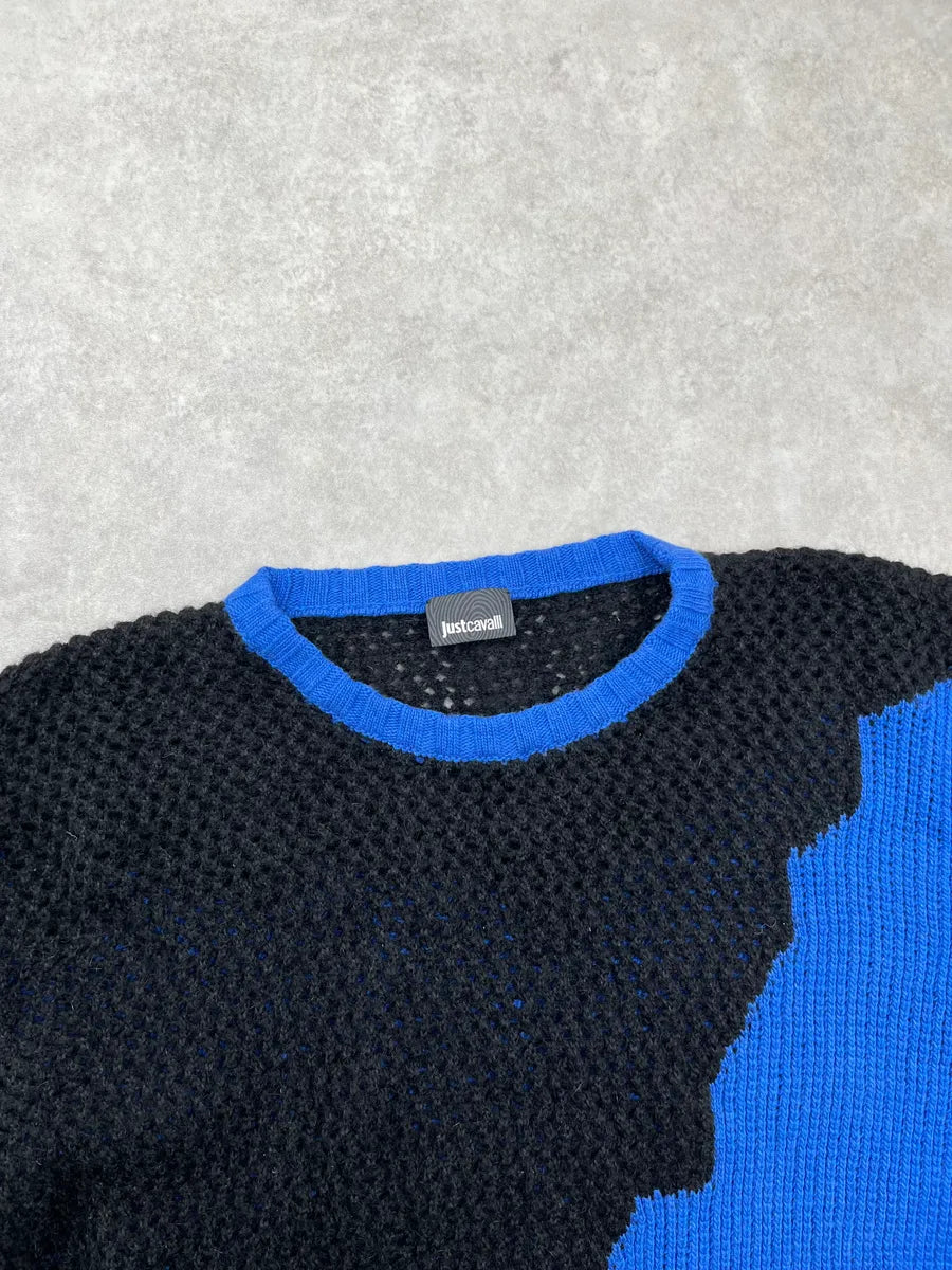 2010s Cavalli Blue & Black Contemporary Sweater jSFGJkQ 5