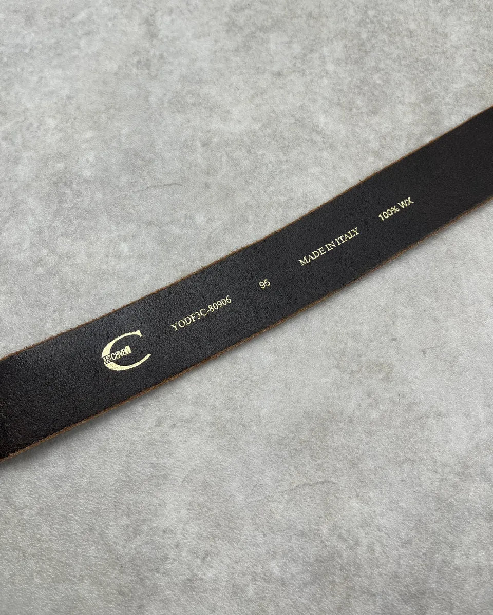 2010s Cavalli Brown Leather Gold Bull Buckle Belt nvgvSnh 8