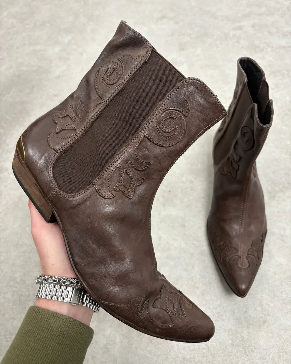 2010s Cavalli Brown Western Royal Leather Boots ySVvgGI 0
