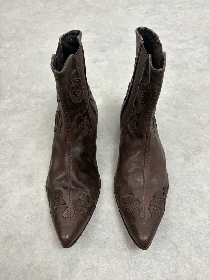 2010s Cavalli Brown Western Royal Leather Boots ySVvgGI 1