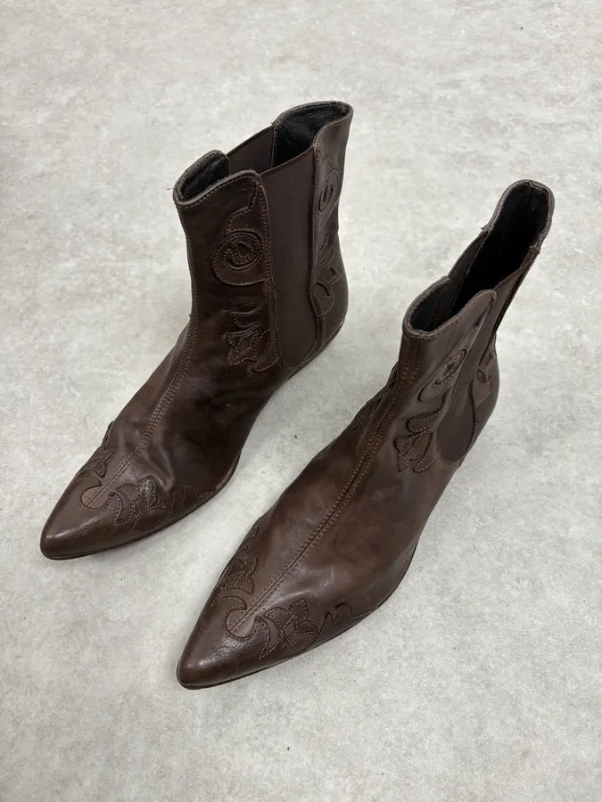 2010s Cavalli Brown Western Royal Leather Boots ySVvgGI 2