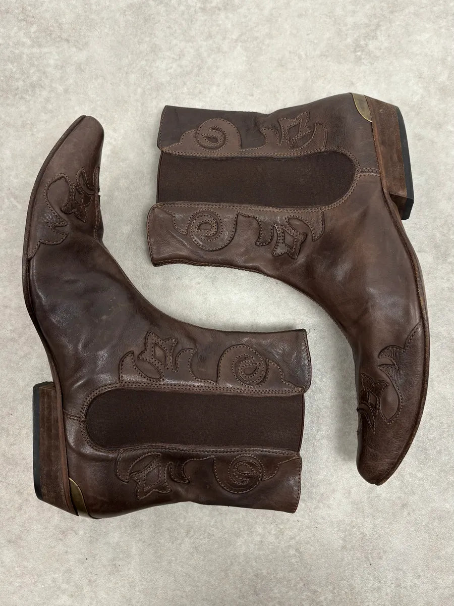 2010s Cavalli Brown Western Royal Leather Boots ySVvgGI 3