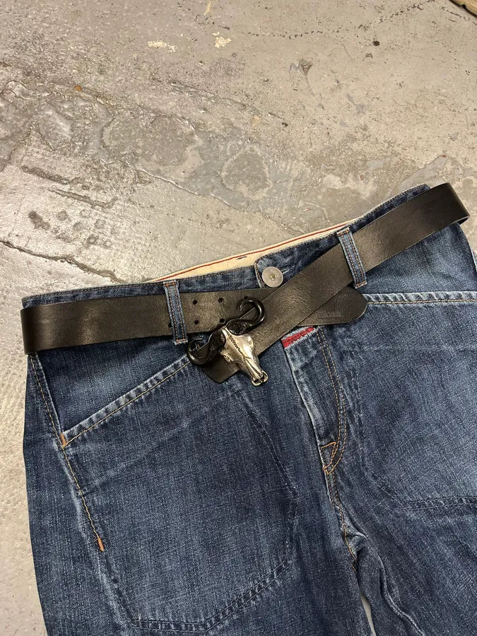 2010s Cavalli Bull Skull Buckle Leather Belt RgcWIlS 2