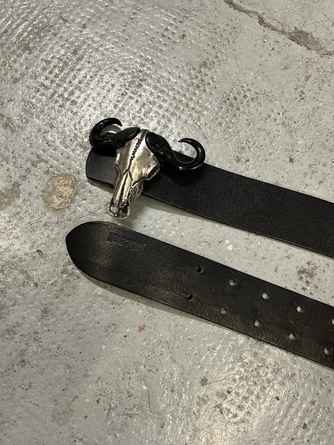 2010s Cavalli Bull Skull Buckle Leather Belt RgcWIlS 3