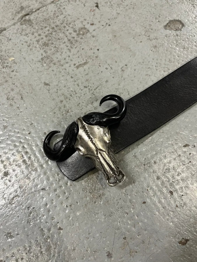 2010s Cavalli Bull Skull Buckle Leather Belt RgcWIlS 4