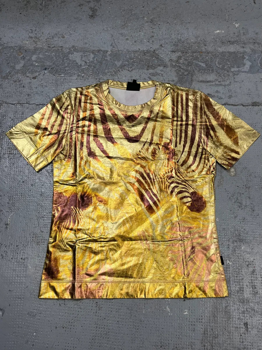 2010s Cavalli Gold Cotton Zebra Print T-Shirt  DgCSlfT 0