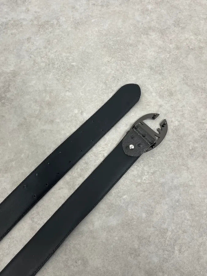 2010s Cavalli Grey Ostrich Effect Leather Belt GRchgdE 3