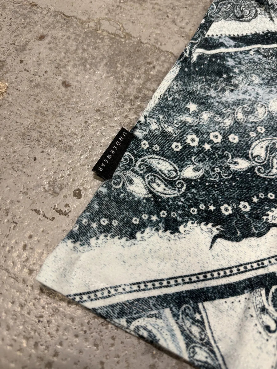 2010s Cavalli Ornament Blue Presley Print T-Shirt gfeaIOc 2