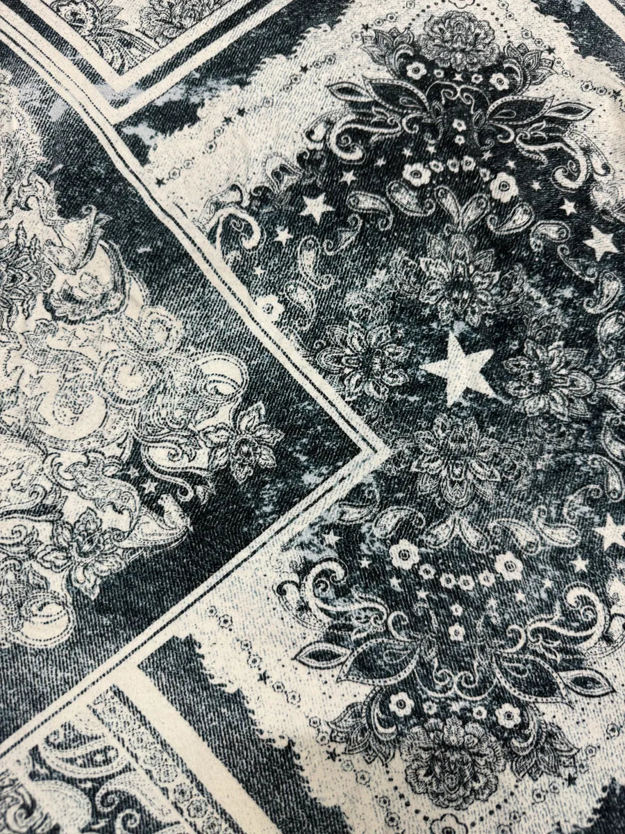 2010s Cavalli Ornament Blue Presley Print T-Shirt gfeaIOc 5