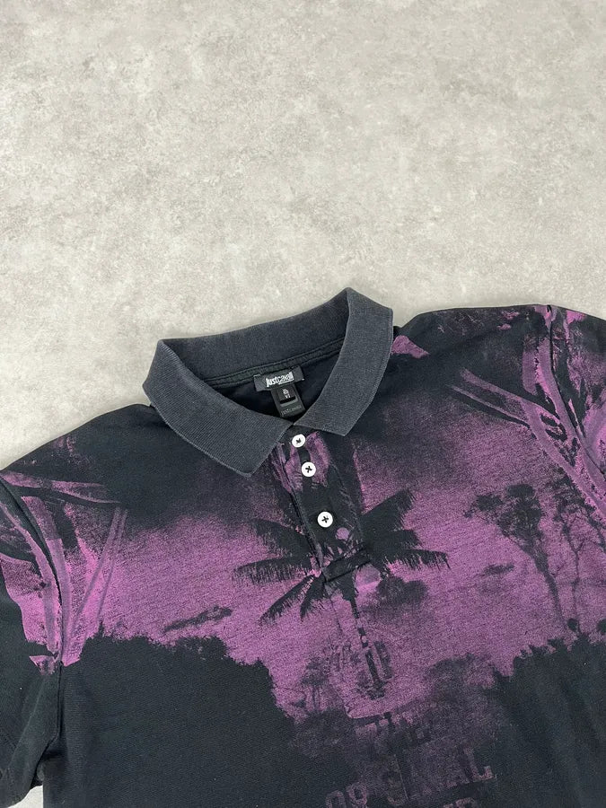 2010s Cavalli Pink & Black Palm Trees Beach Polo HWbqMLe 3
