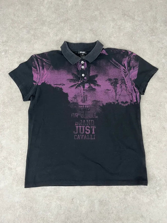 2010s Cavalli Pink & Black Palm Trees Beach Polo HWbqMLe 0