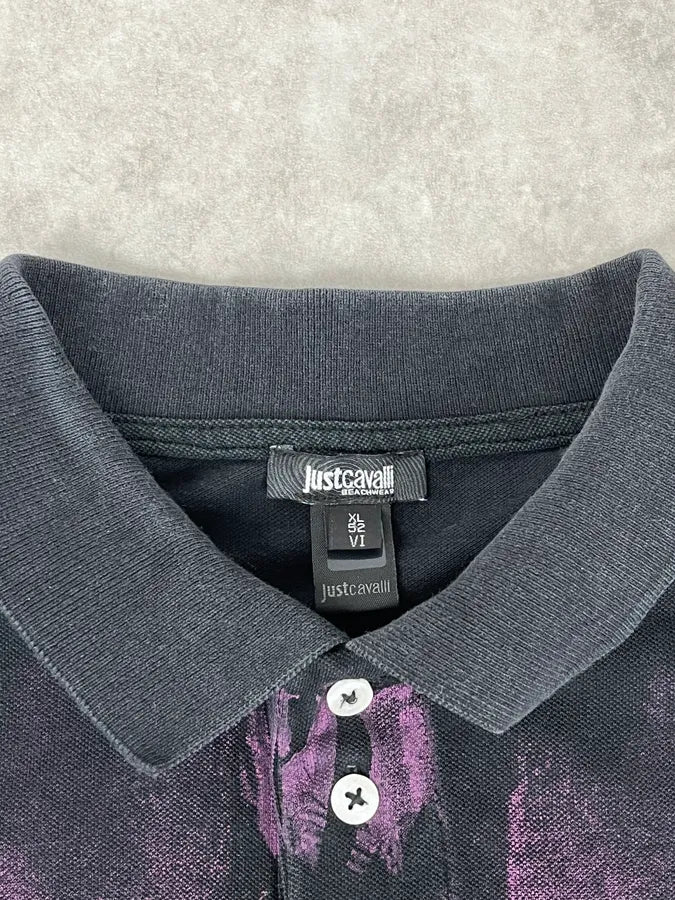 2010s Cavalli Pink & Black Palm Trees Beach Polo HWbqMLe 4