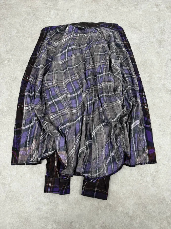 2010s Cavalli Purple Burnt Distortion Effect Checkered Shirt IqIobGr 6